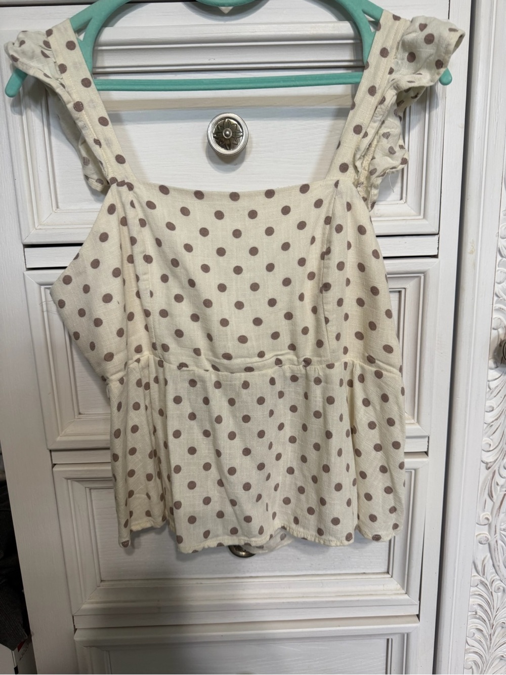 Monteau Los Angeles Polka Dot Peplum Top – Size Large